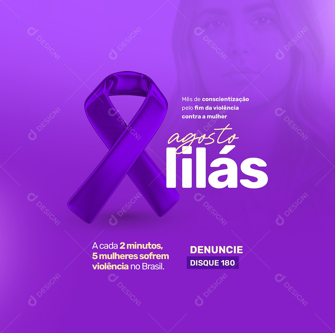 Agosto Lilás Social Media PSD Editável