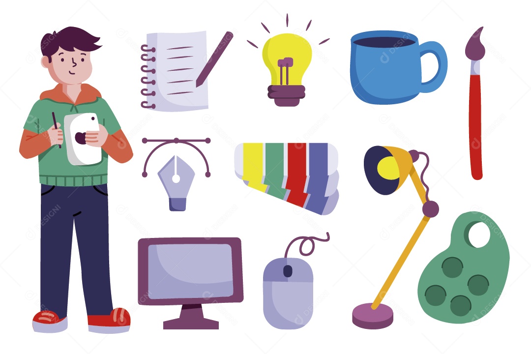 Vários Objetos Ilustração Vetor EPS