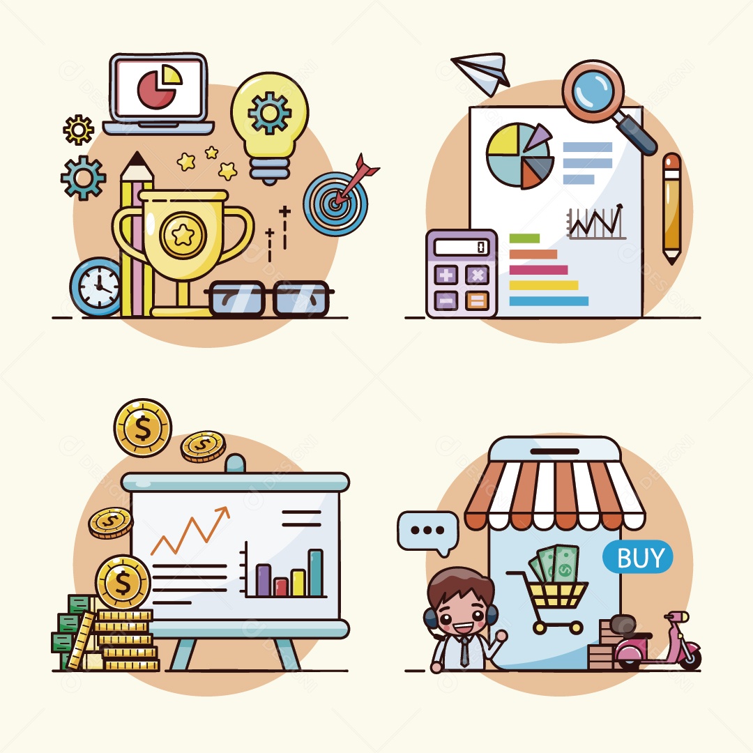 Vários Conteúdos Ilustrações Vetor EPS