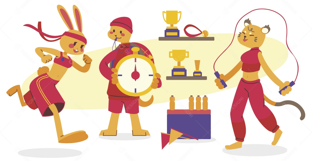 Animal Atletas Ilustração Vetor EPS