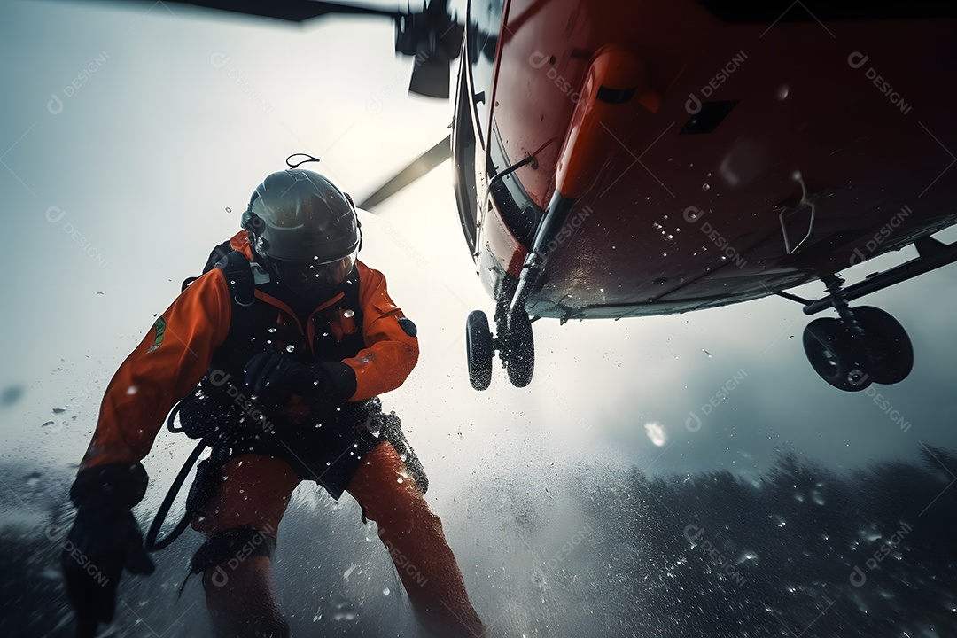 Vista de um socorrista prestando socorro