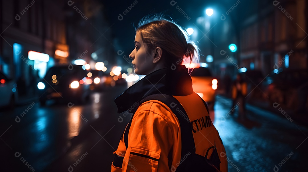 Vista de uma socorrista prestando socorro