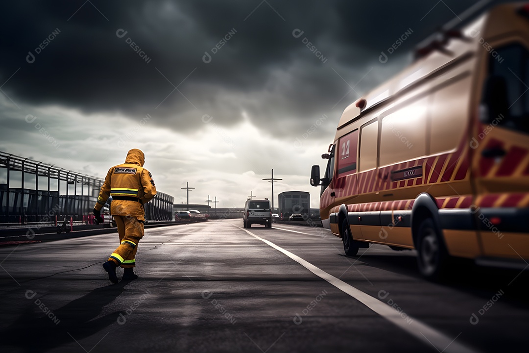 Vista de um socorrista prestando socorro