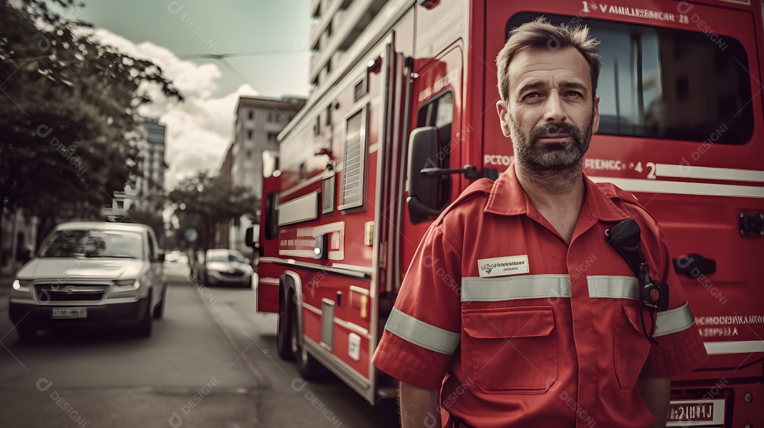 Vista de um socorrista prestando socorro