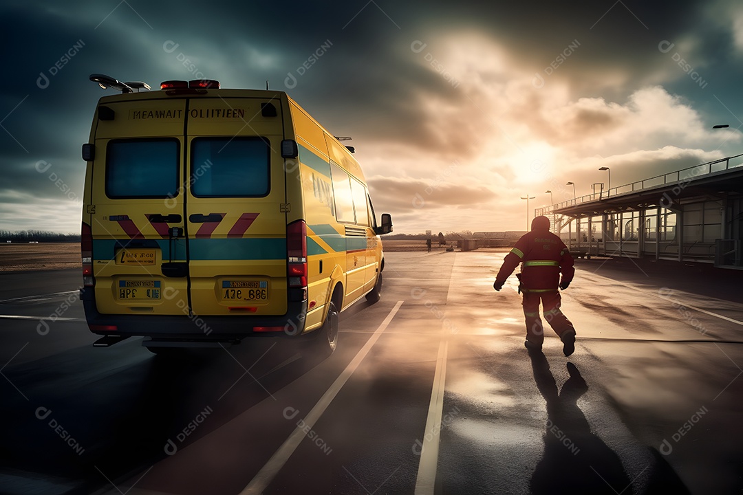 Vista de um socorrista prestando socorro