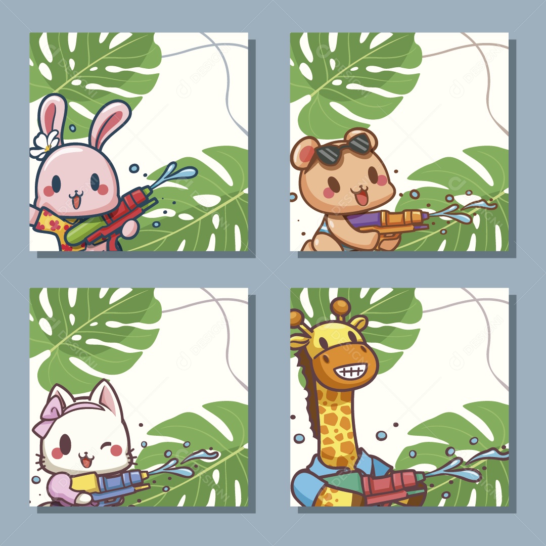 Animais com Arminha de Água Ilustração Vetor EPS