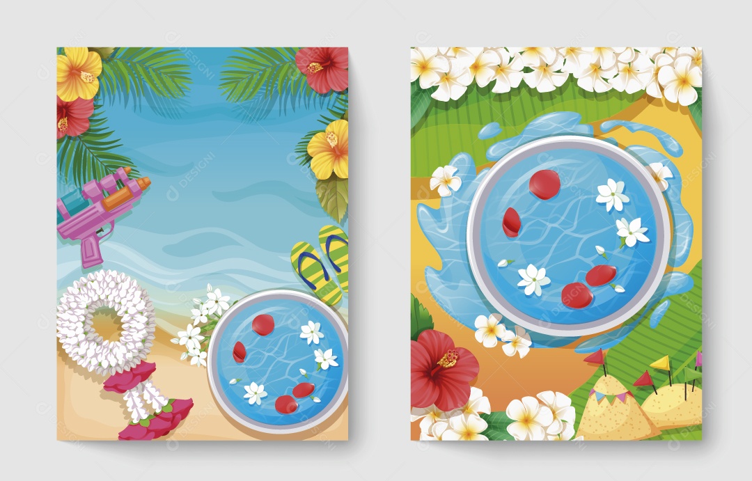 Ilustração de uma e uma Praia Vetor EPS