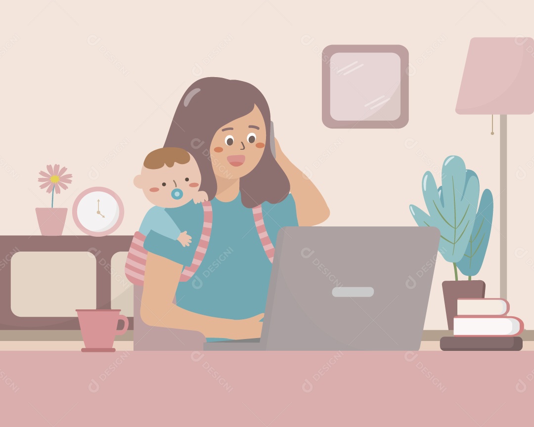 Mãe e Bebê Ilustração Vetor EPS