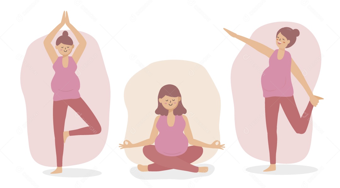 Gestante Fazendo Ginastica Ilustração Vetor EPS