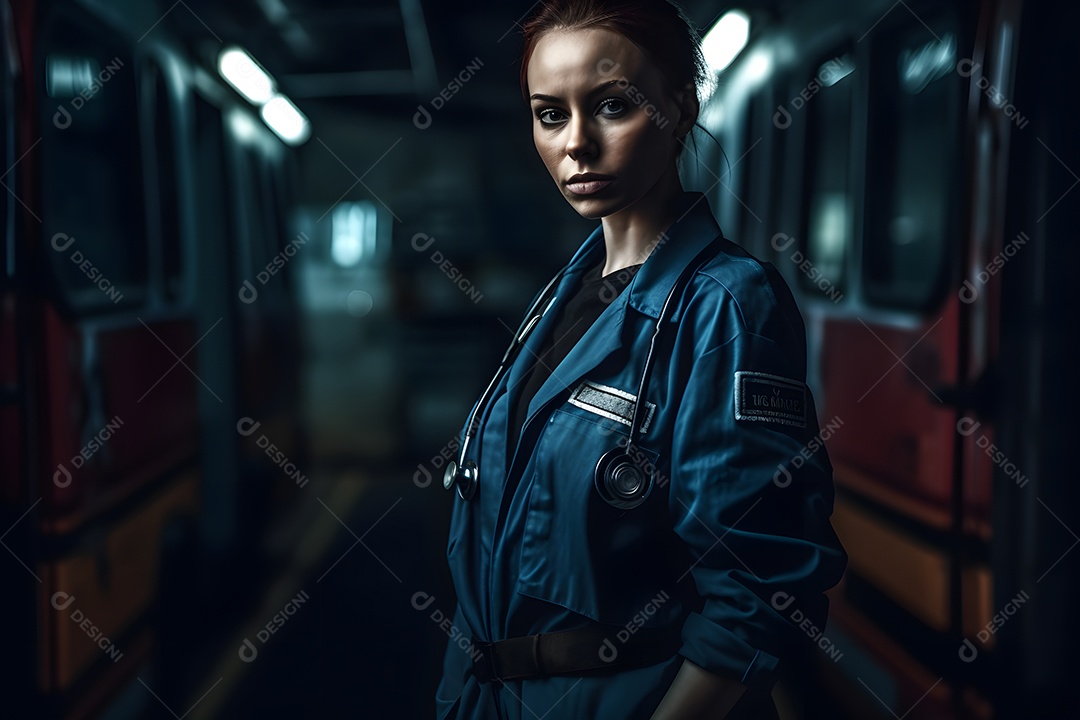 Vista de uma socorrista prestando socorro