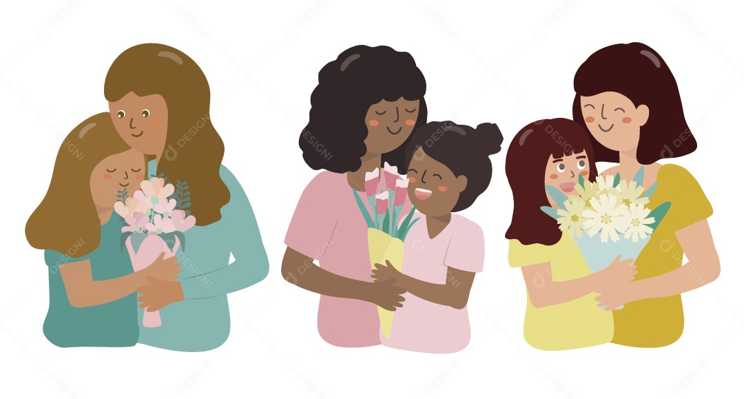 Mãe e Filhos Ilustração Vetor EPS