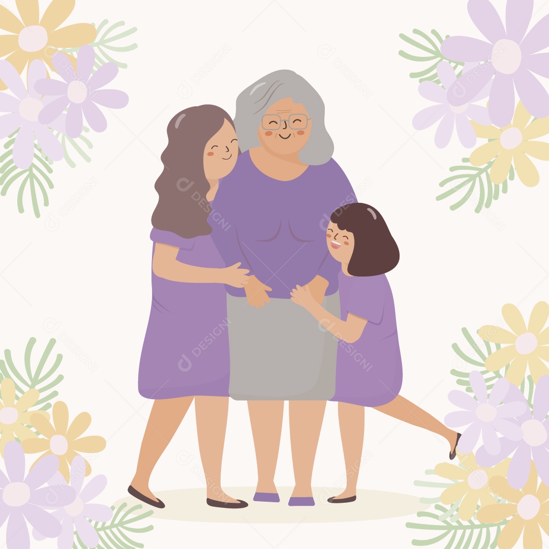 Mãe e Filhos Ilustração Vetor EPS