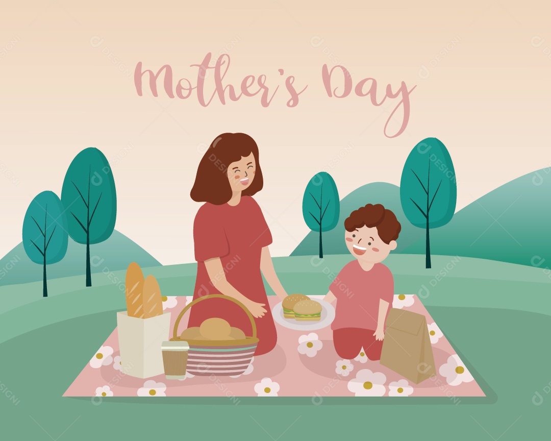 Mãe e Filho Ilustração Vetor EPS