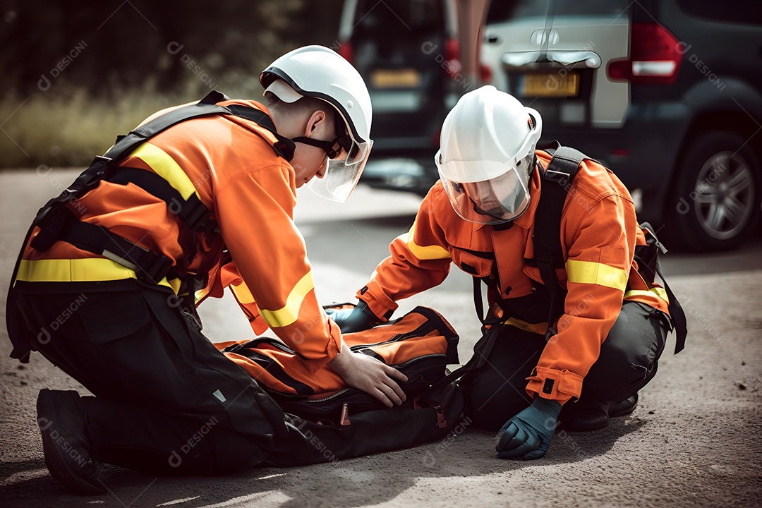 Vista de socorristas prestando socorro