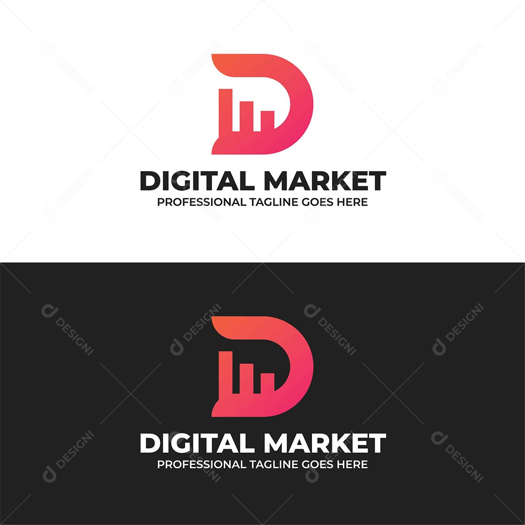 Modelo de Logo Digital Market AI + EPS Editável