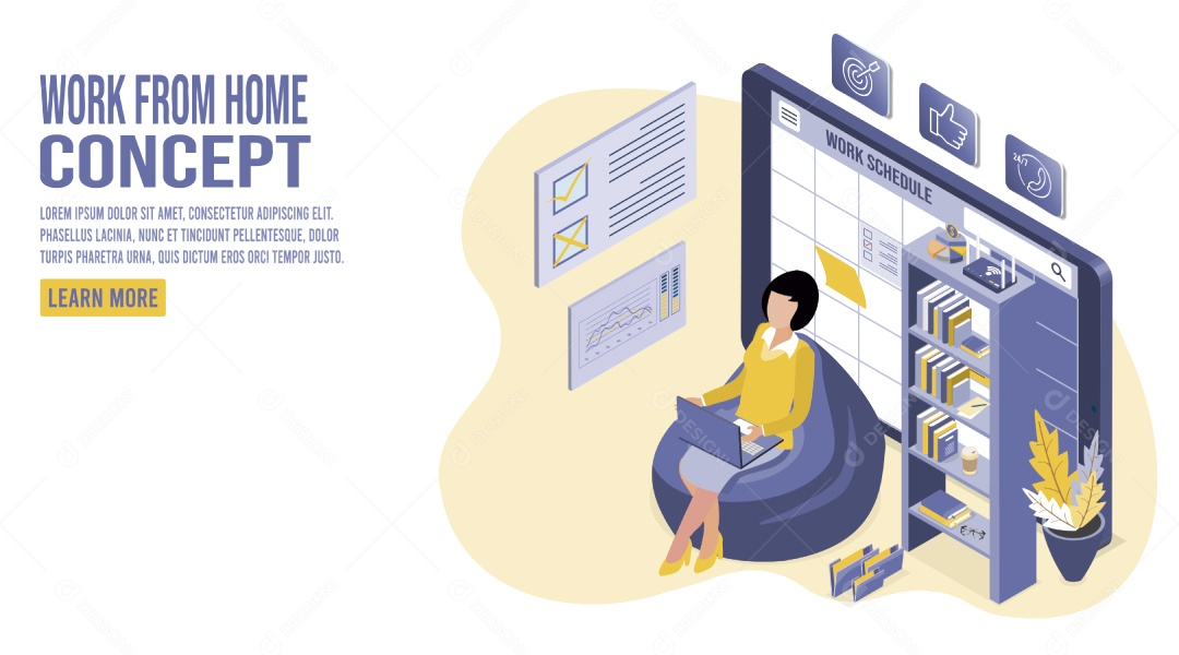 Home Office Ilustração Vetor EPS