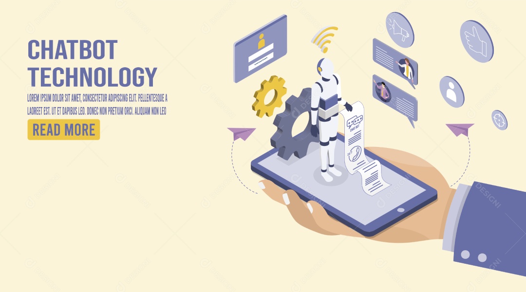 Tecnologia Chatbot Ilustração Vetor EPS