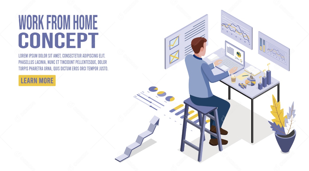 Home Office Ilustração Vetor EPS