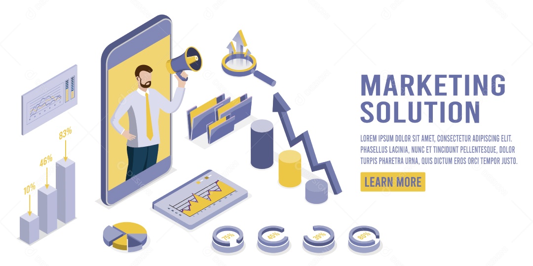 Solução de Marketing Ilustração Vetor EPS