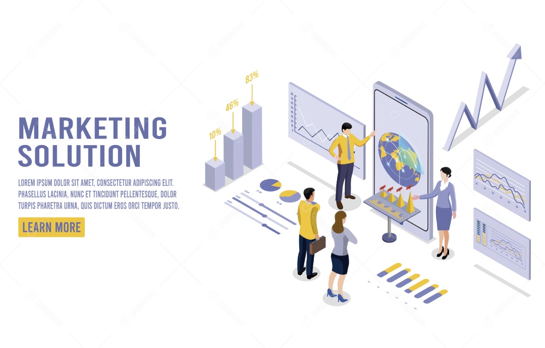 Solução de Marketing Ilustração Vetor EPS