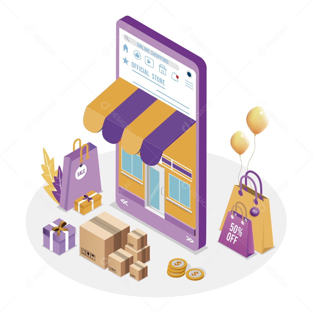 Compras Online Ilustração Vetor EPS