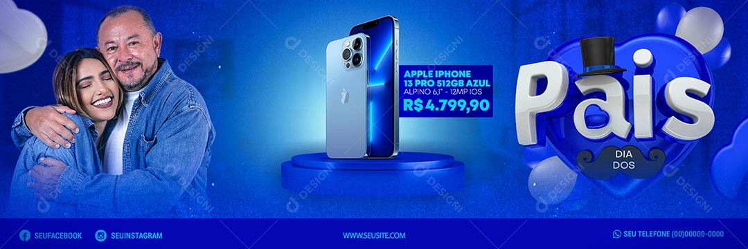 Carrossel Dia Dos Pais Celular Iphone Social Media PSD Editável