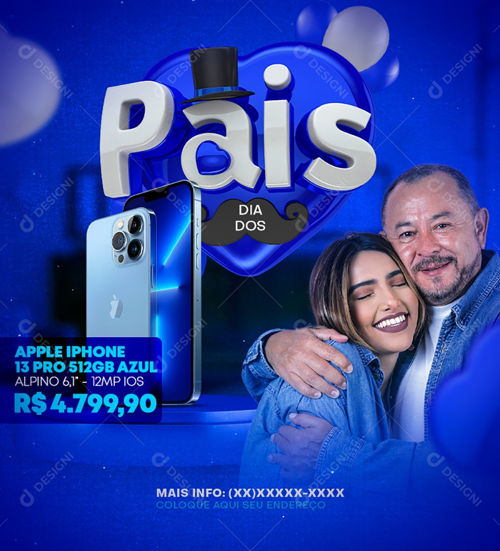 Feed Dia Dos Pais Celular Iphone Social Media PSD Editável