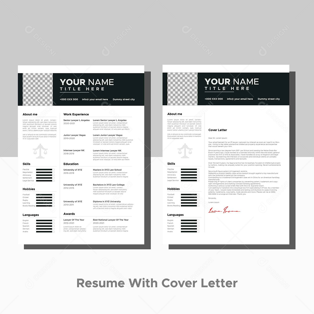 Modelo de currículo Vetor AI + EPS