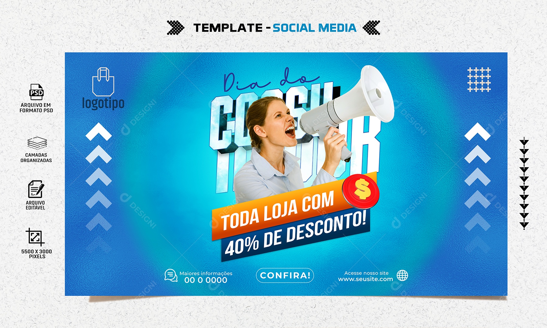 Toda Loja Com 40% de Desconto Social Media PSD Editável