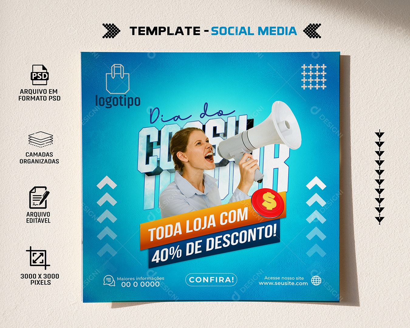 Toda Loja Com 40% de Desconto Social Media PSD Editável