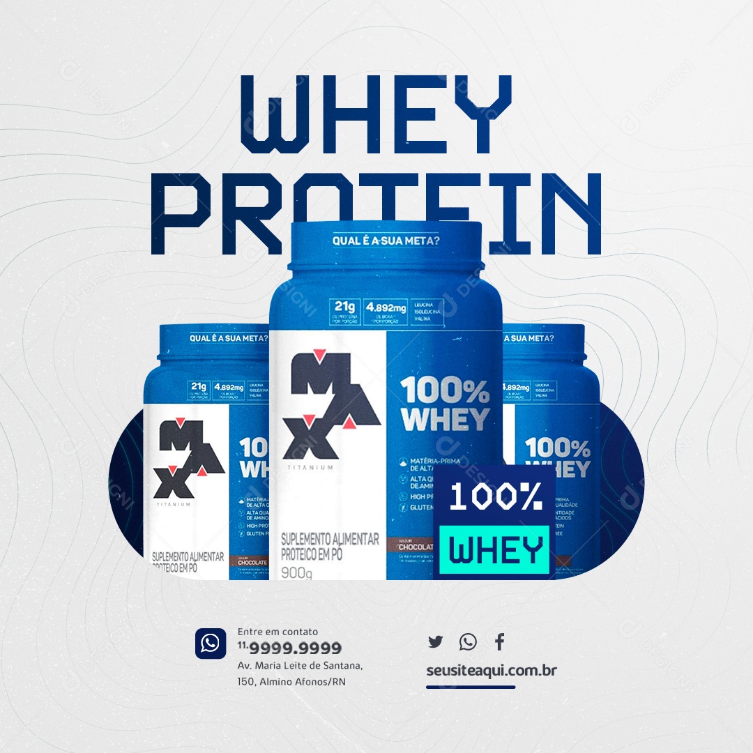 Loja de Suplementos 100% Whey Protein Social Media PSD Editável