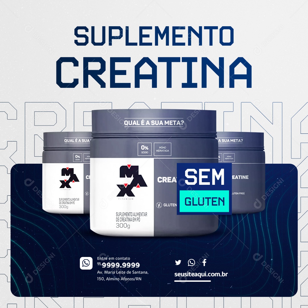 Loja de Suplementos Creatina Sem Gluten Social Media PSD Editável