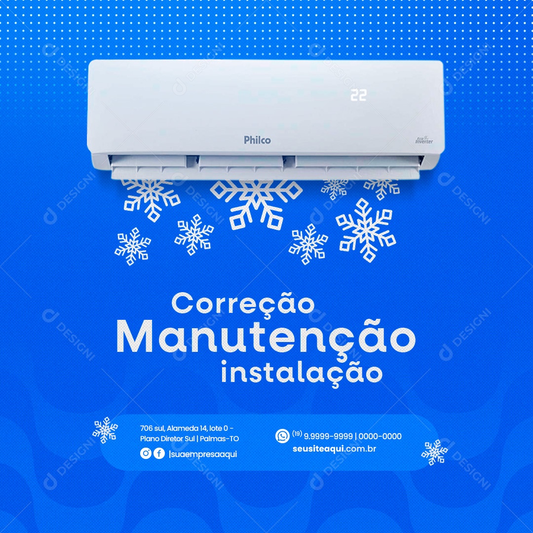 Ar Condicionado Correção Manutenção Instalação Social Media PSD Editável