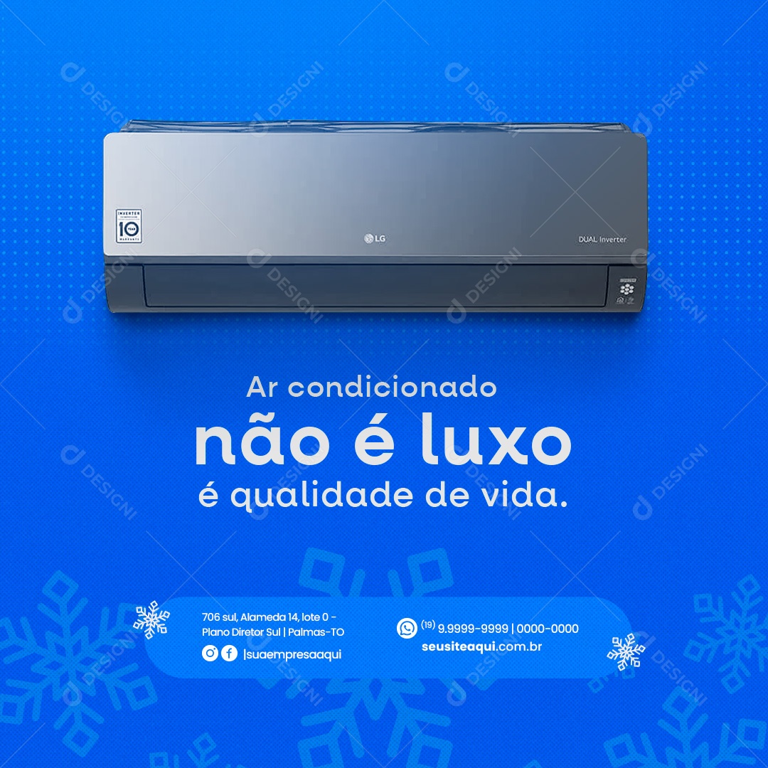 Ar Condicionado Não é Luxo é Qualidade de Vida Social Media PSD Editável