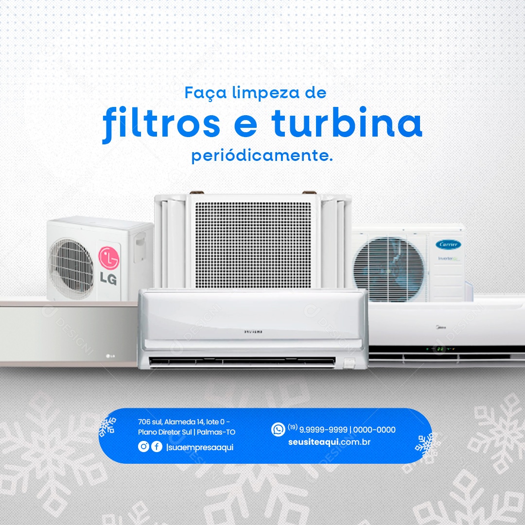 Ar Condicionado Faça Limpeza de Filtros e Turbina Periodicamente  Social Media PSD Editável
