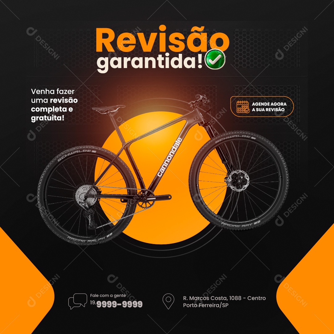 Bicicletaria Revisão Garantida Social Media PSD Editável
