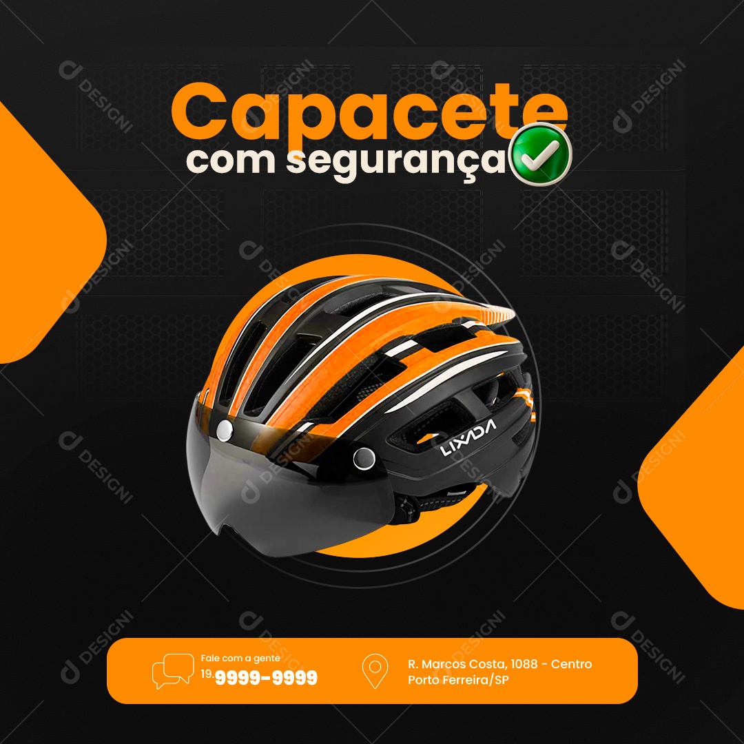 Bicicletaria Capacete com Segurança Social Media PSD Editável