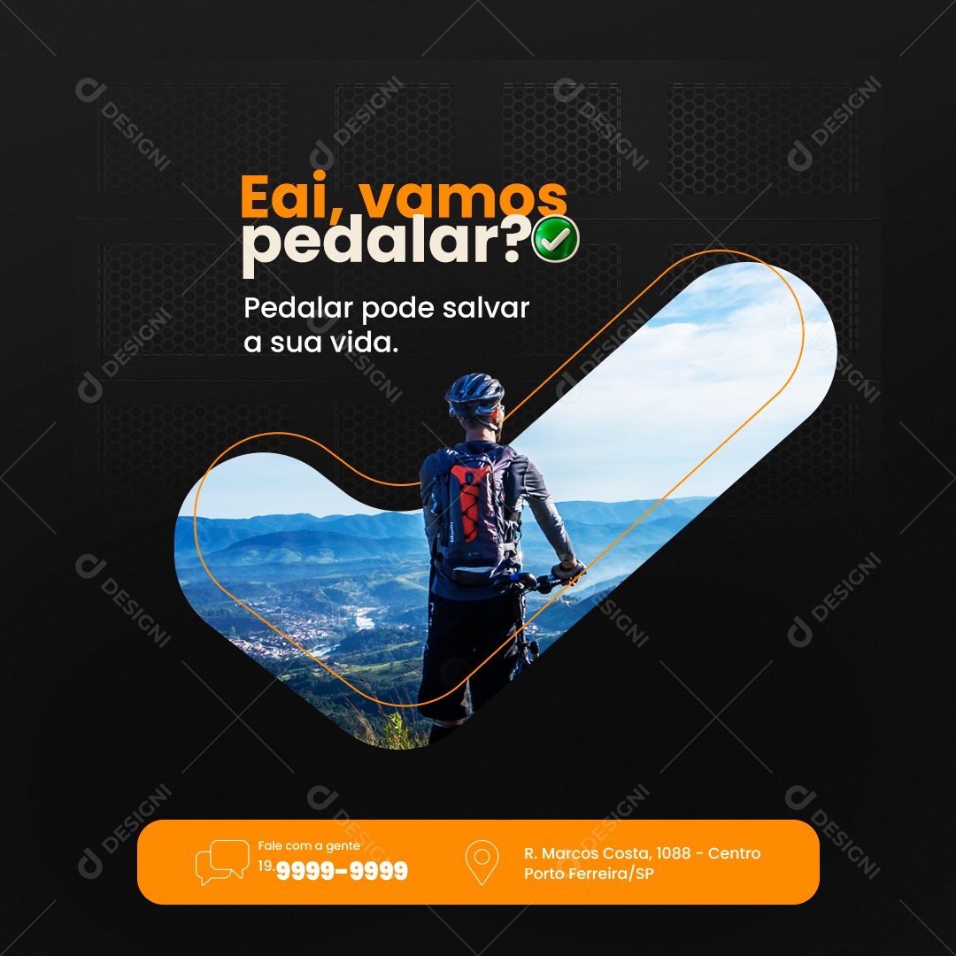 Bicicletaria Eai Vamos Pedalar Social Media PSD Editável