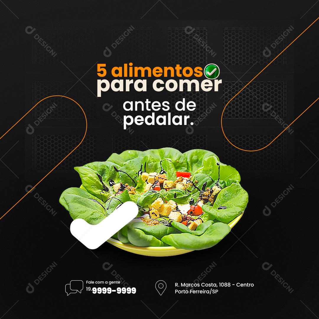 Bicicletaria 5 Alimentos para Comer Antes de Pedalar Social Media PSD Editável