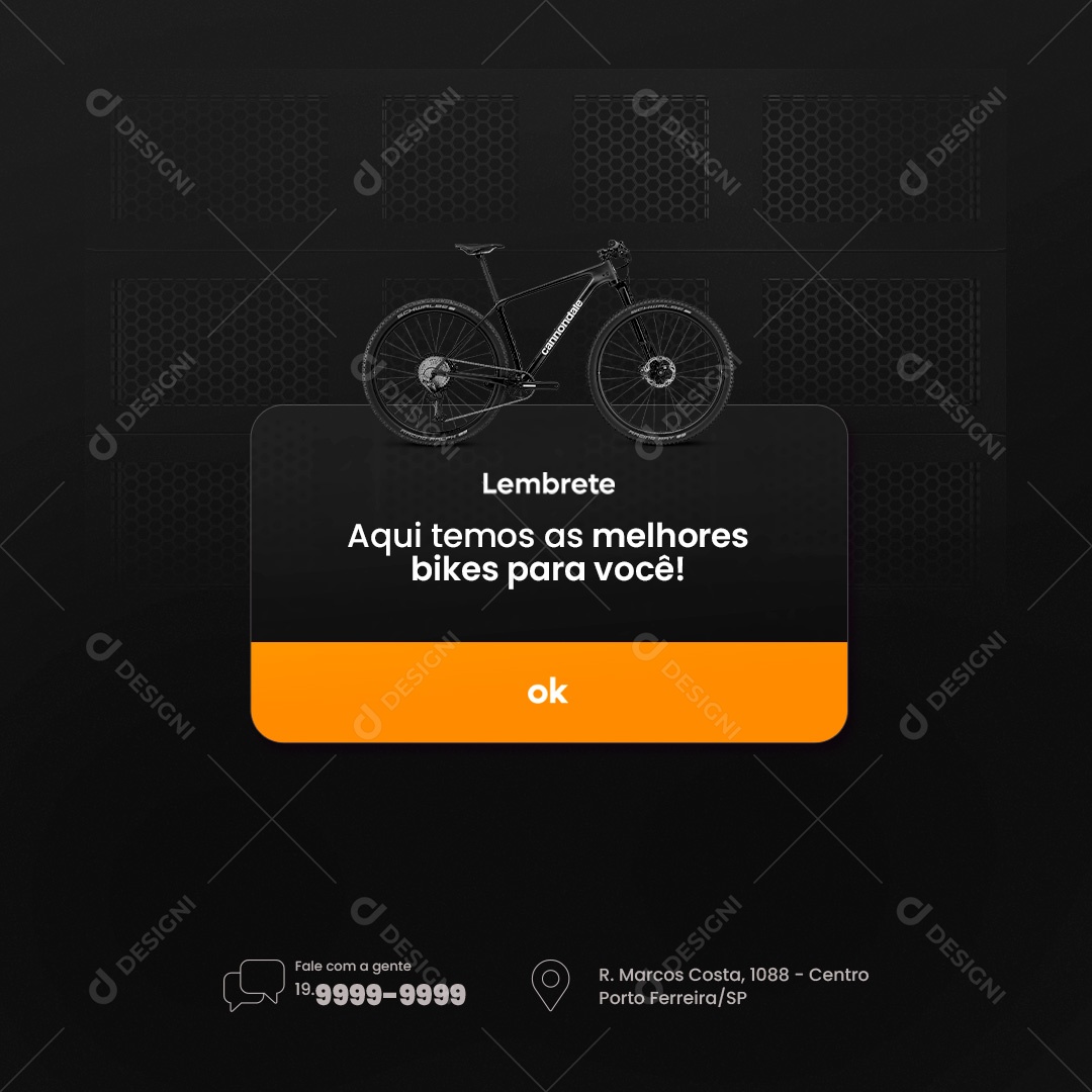 Bicicletaria Lembrete Social Media PSD Editável