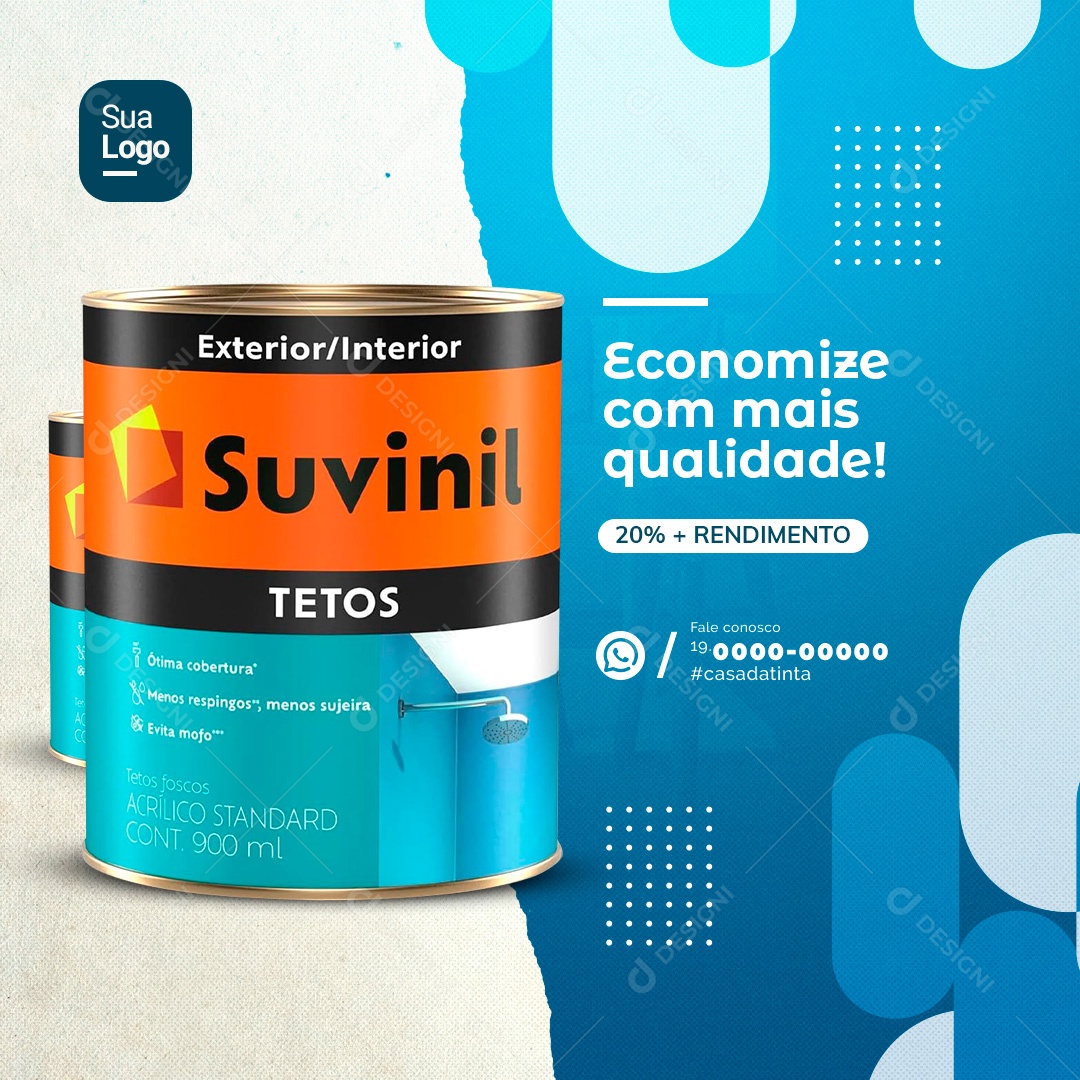 Loja de Tintas Economize com Mais Qualidade Social Media PSD Editável