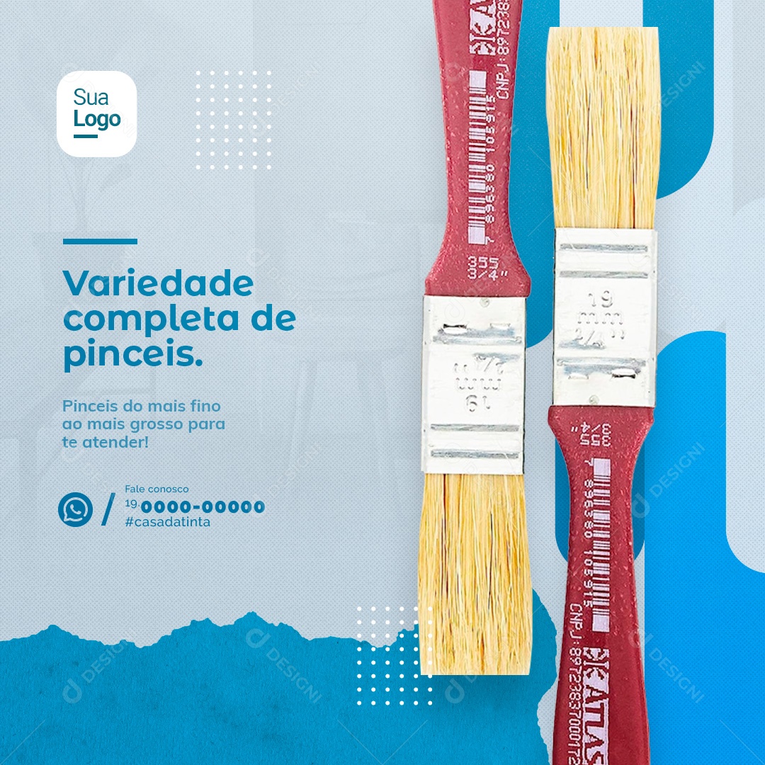 Loja de Tintas Variedades Completa de Pinceis Social Media PSD Editável