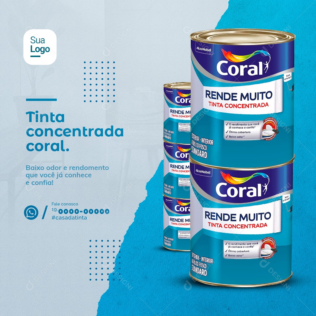 Loja de Tintas Pintor Tinta Concentrada Coral Social Media PSD Editável