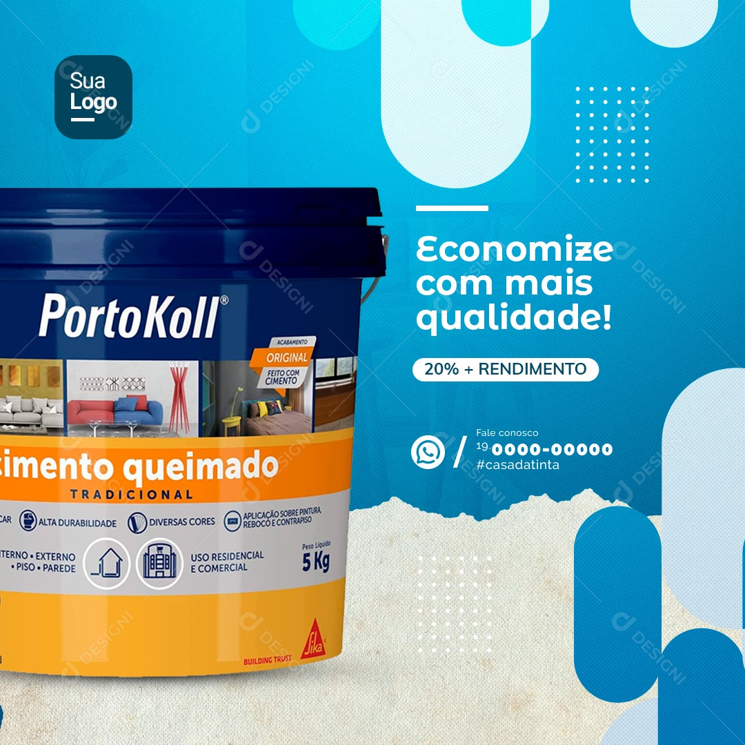 Social Media Loja de Tintas Economize com Mais Qualidade PSD Editável