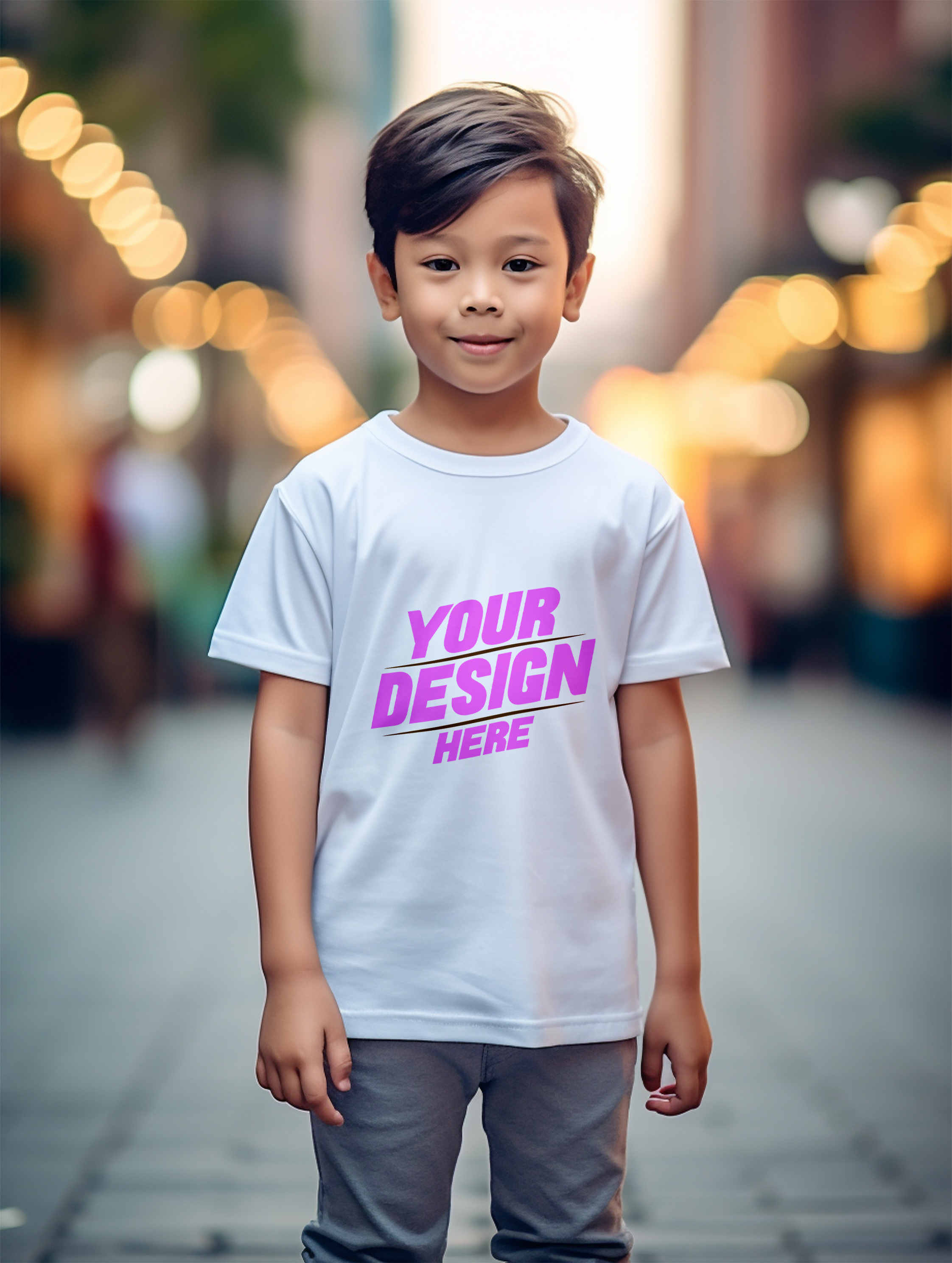 Mockup de Camiseta Branca Infantil PSD Editável