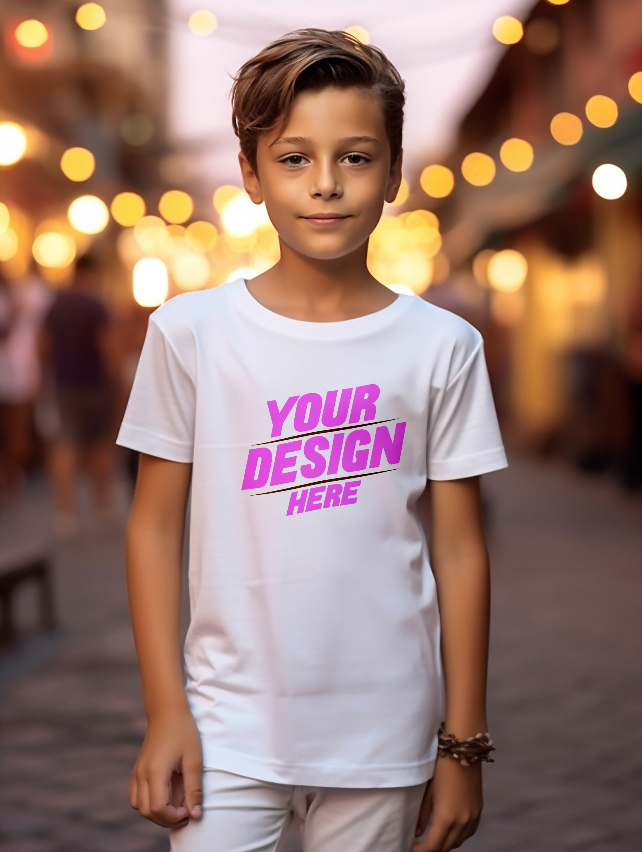 Mockup de Camiseta Branca Infantil PSD Editável