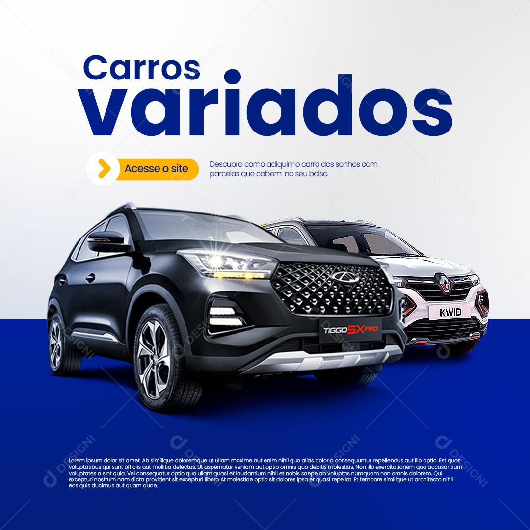 Concessionária Carros Variados Social Media PSD Editável