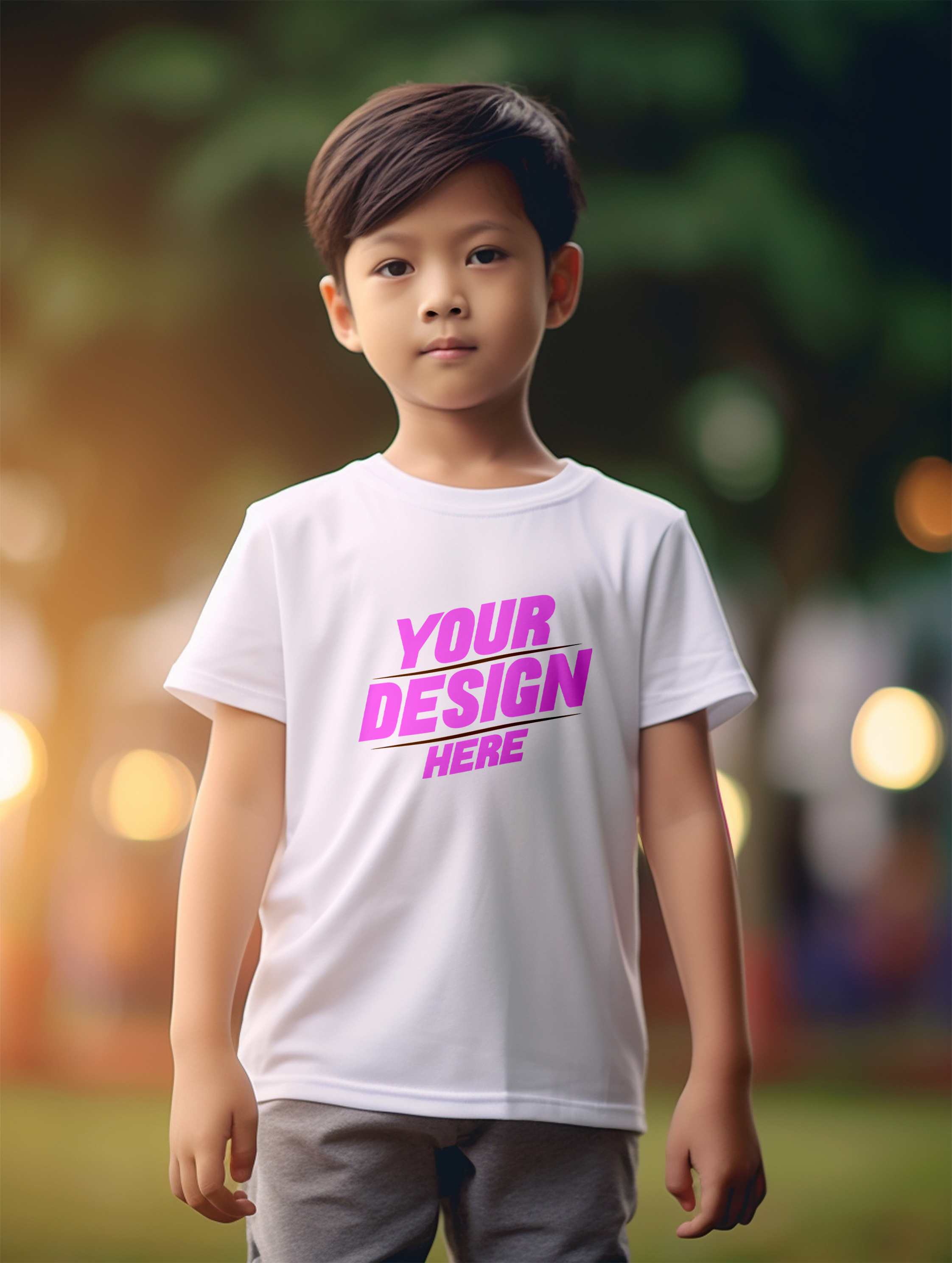 Mockup de Camiseta Branca Infantil PSD Editável