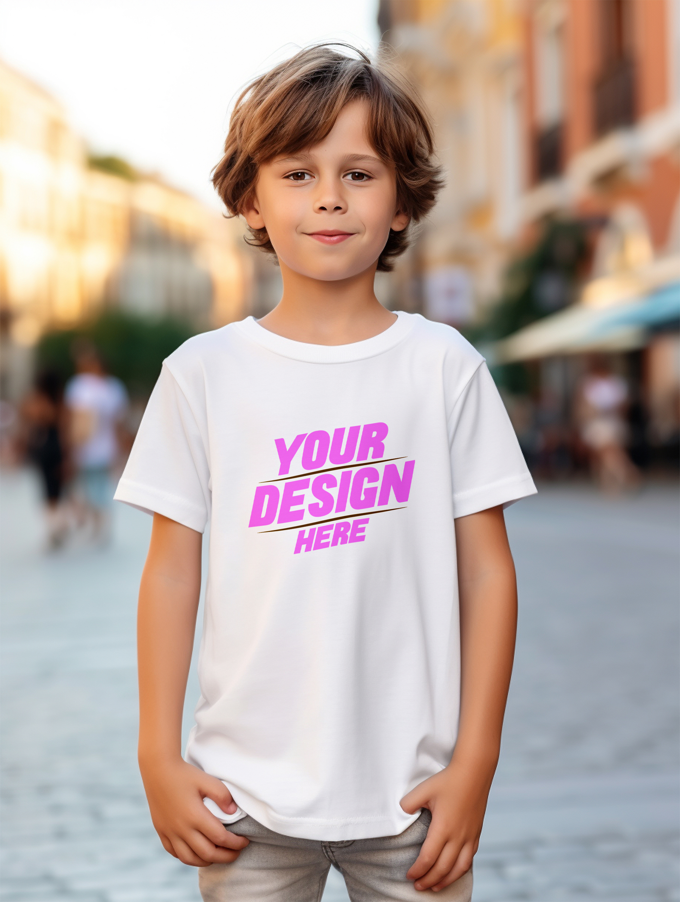 Mockup de Camiseta Branca Infantil PSD Editável