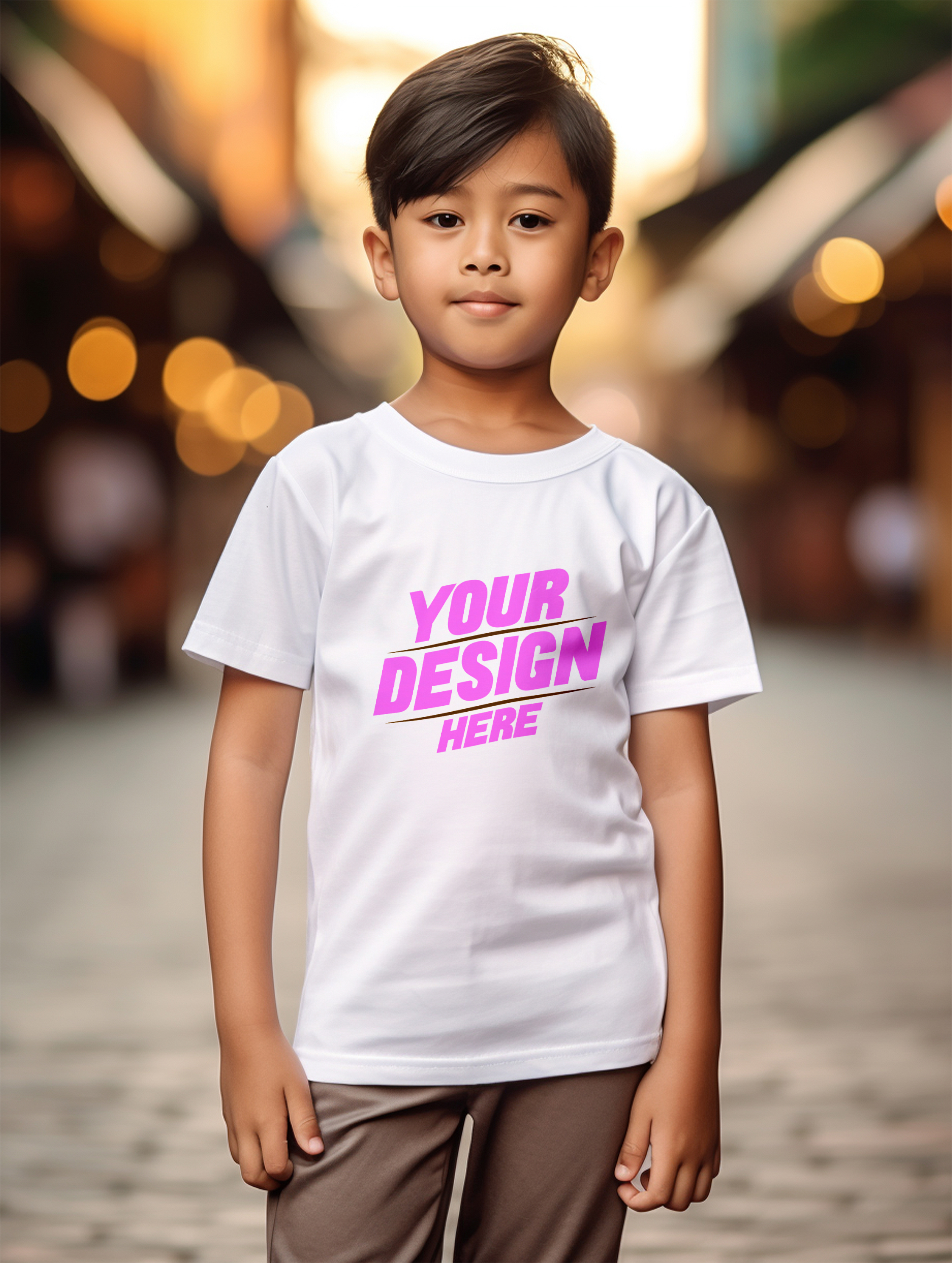 Mockup de Camiseta Branca Infantil PSD Editável